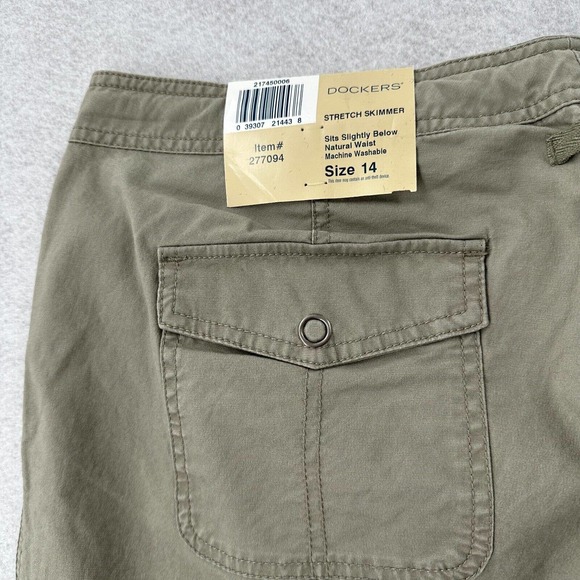NWT Dockers Drawstring Capri Cargo Pants Womens 14 Olive Green‎ Khaki - Picture 8 of 15
